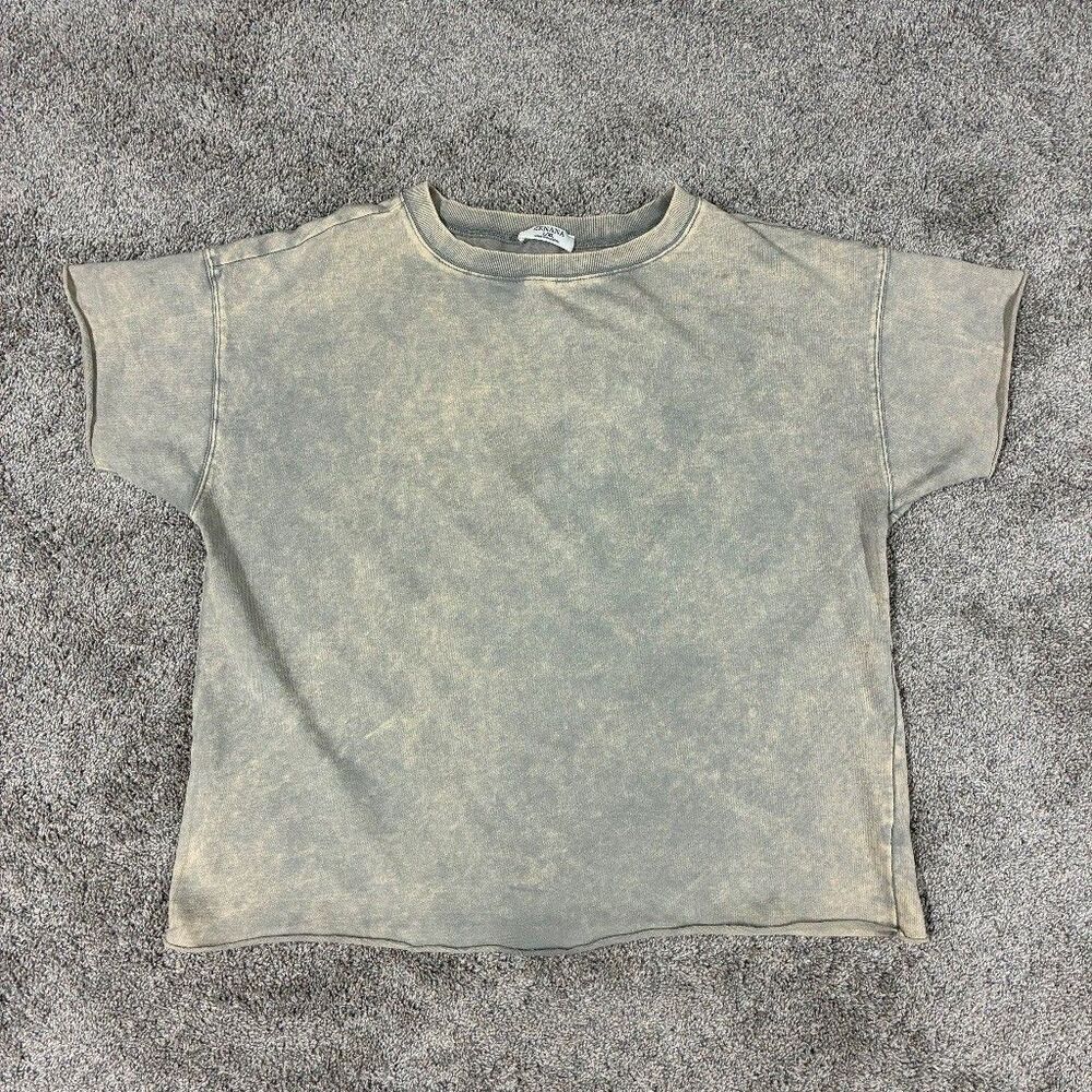 Zenana Womens L/XL Mineral Wash Crop Tee 100% Cotton Short Sleeve T-Shirt